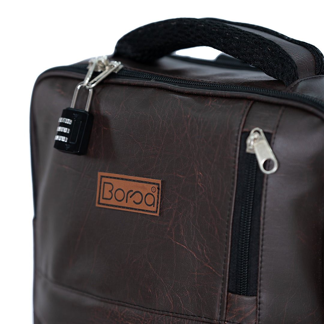 Leather Convertible Backpack + Anti-Theft Keyless Lock (3 In 1)