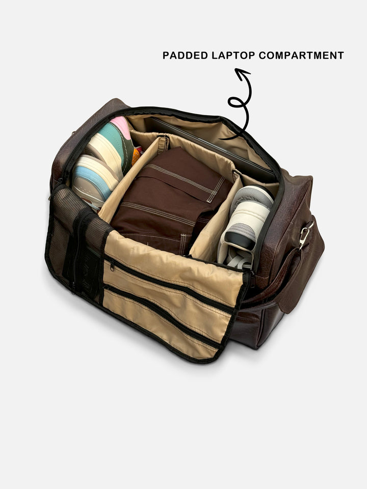Premium Leather Duffle - The Organized Travel Bag