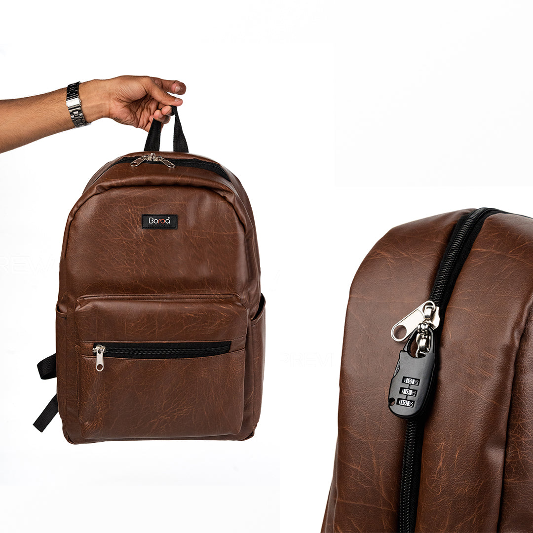 PREMIUM LEATHER BACKPACK + Anti-Theft Keyless Lock