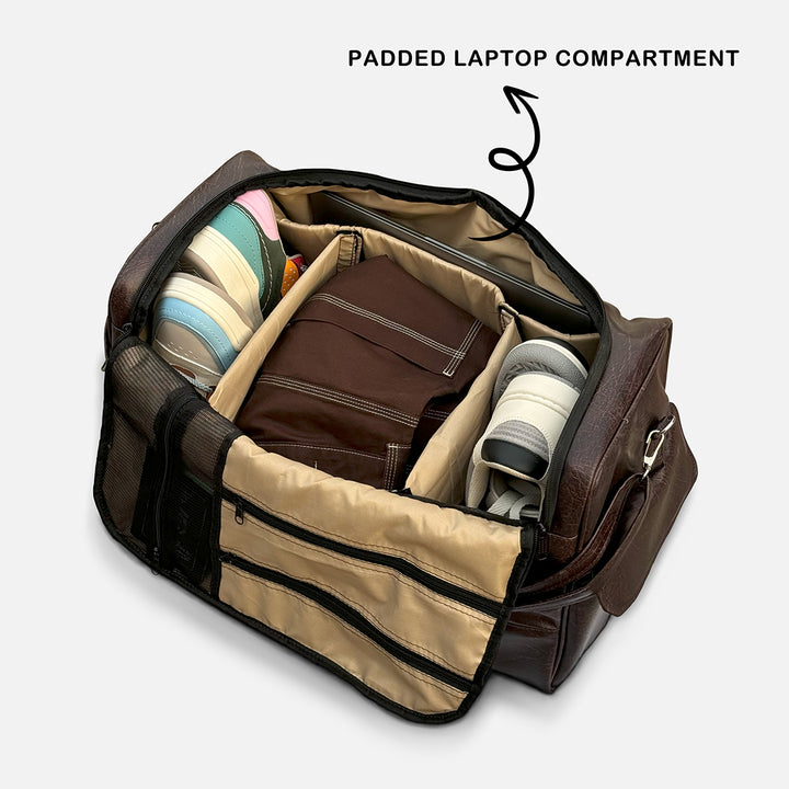 Premium Leather Duffle - The Organized Travel Bag