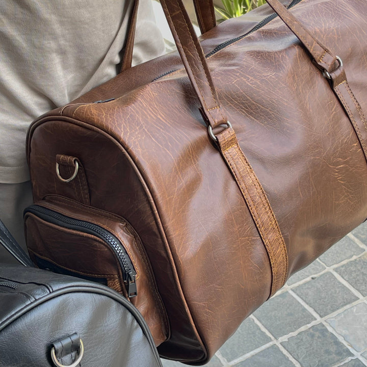 Premium Leather Duffle Bag + Free Crossbody Bag
