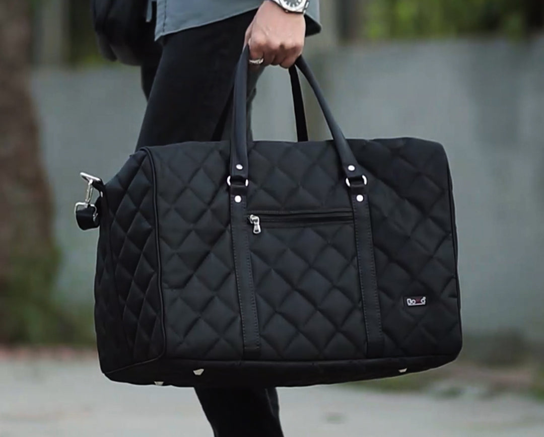 Premium Black Quilted Duffle Bag